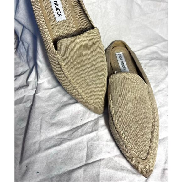 Steve Madden Womens Sabin Knit Slip-On Pointed Toe Mules Flat Shoes Cream Size 7 - Picture 3 of 6